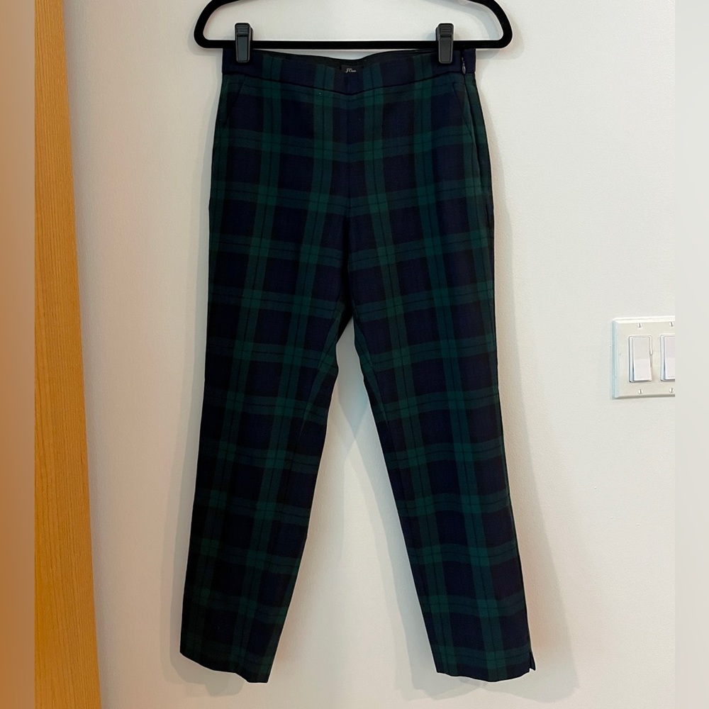 J. Crew Green and Navy Tartan Plaid Slacks
